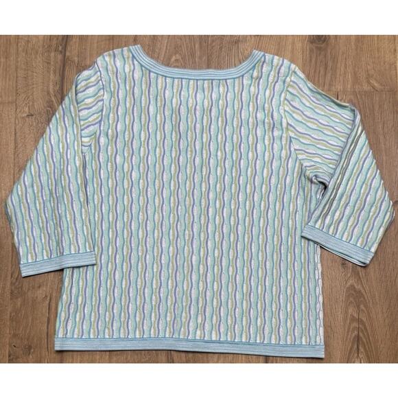 Sigrid Olsen Cardigan Women’s Size XL Silk Blend Sweater Striped Shimmer - Picture 6 of 8